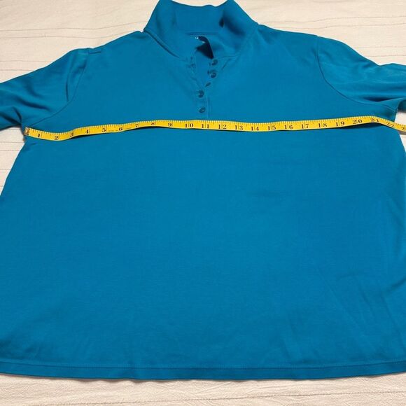 Lands' End Turquoise Long Sleeve Polo - Picture 5 of 5